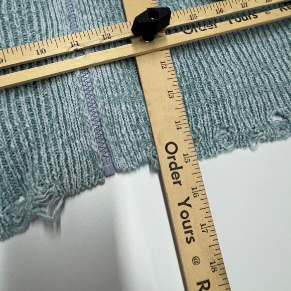 Urban Outfitters Jacket Womens Small Blue Rhode Distressed Hooded Cardigan Crop - Picture 11 of 12